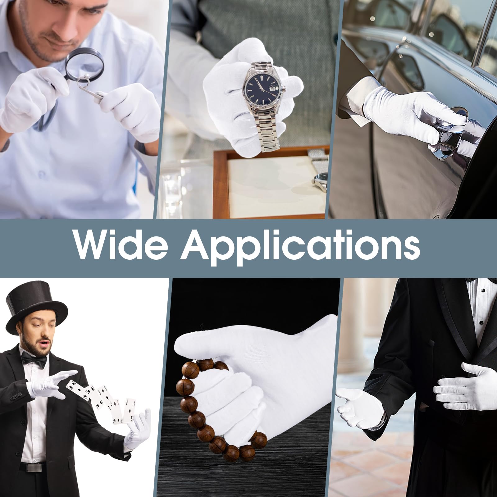 Gants coton blancs Hoiny, taille universelle et confort durable.