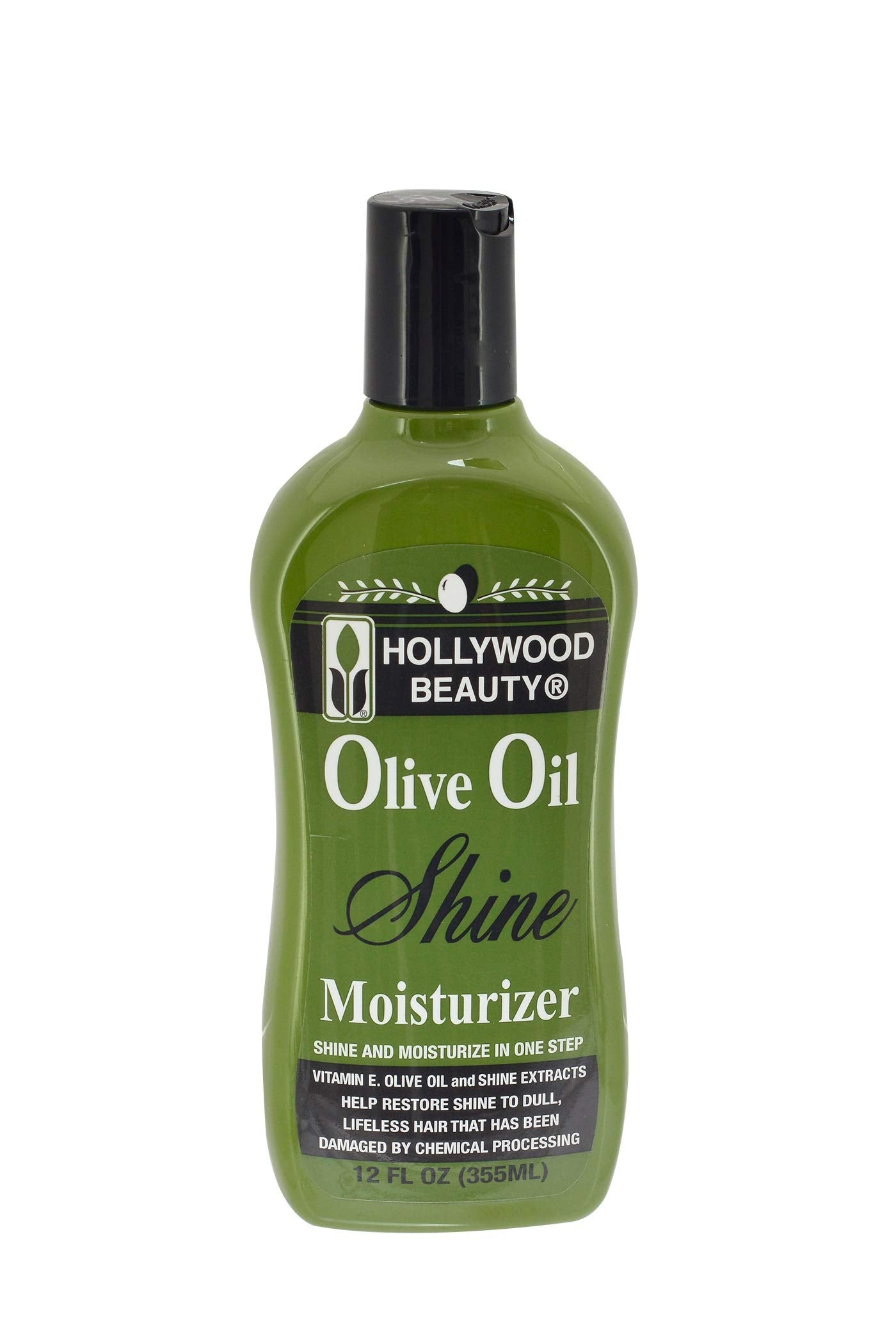 Hollywood Beauty bouteille-lotion-huile-olive-brillance, hydratation et éclat en une étape.