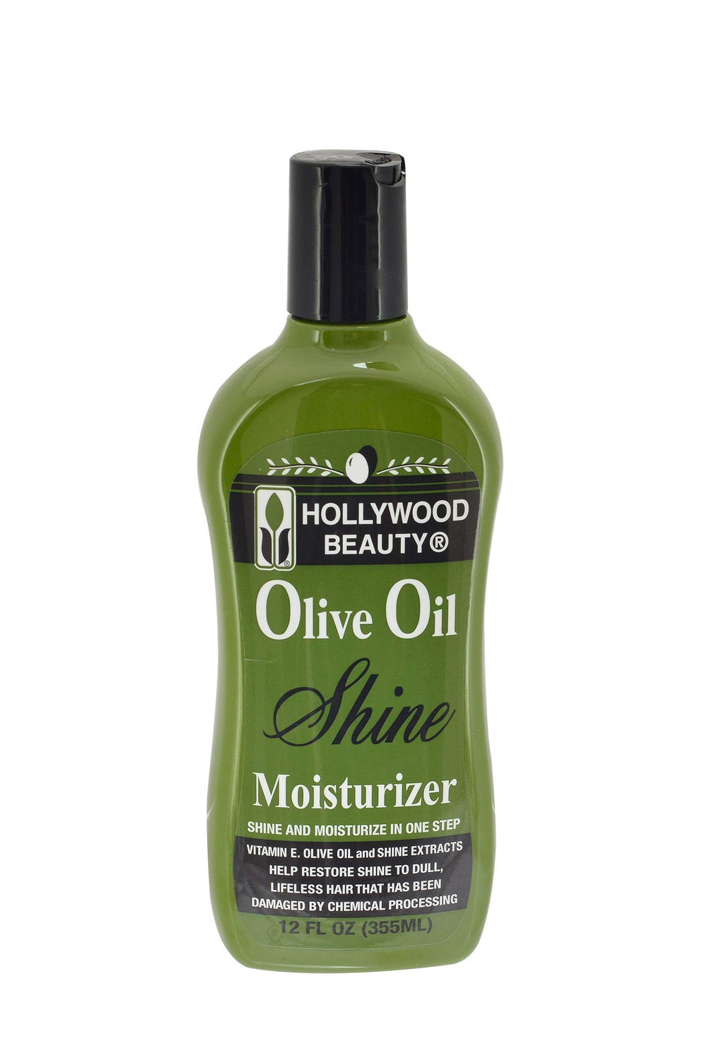 Hollywood Beauty bouteille-lotion-huile-olive-brillance, hydratation et éclat en une étape.