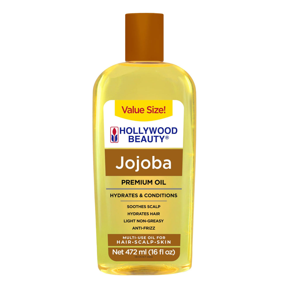Hollywood Beauty Huile de Jojoba — bouteille prête à hydrater cheveux et peau.