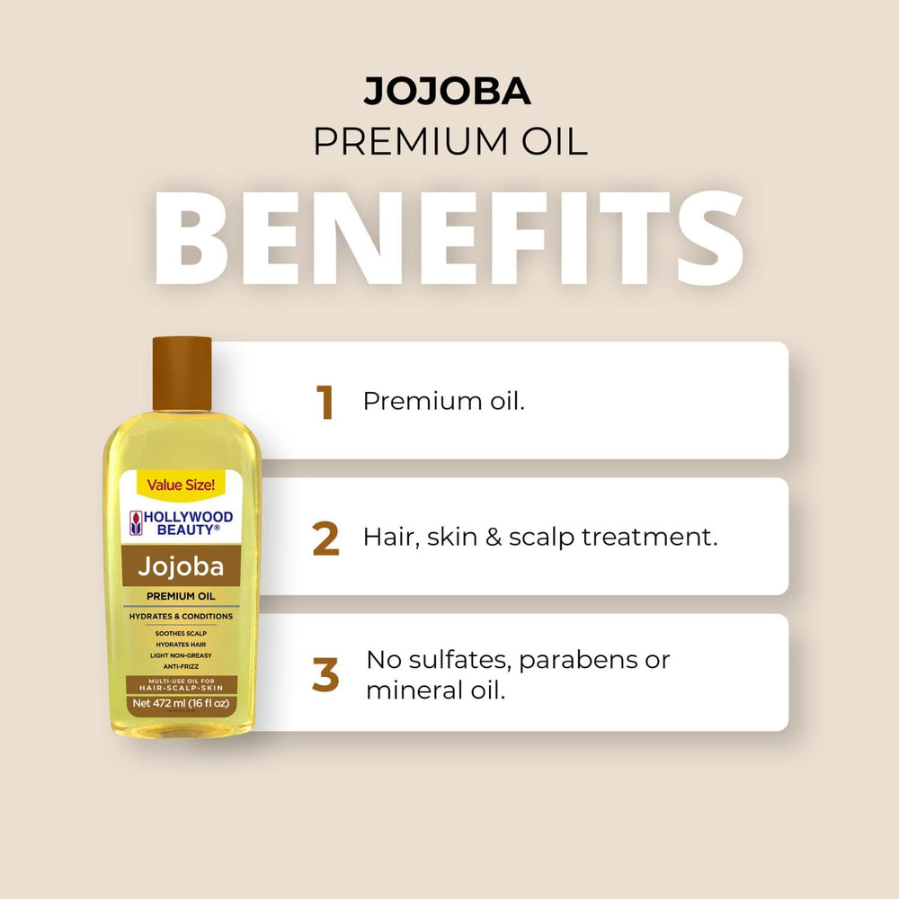 Cuir chevelu apaisé et hydraté avec Hollywood Beauty Jojoba.