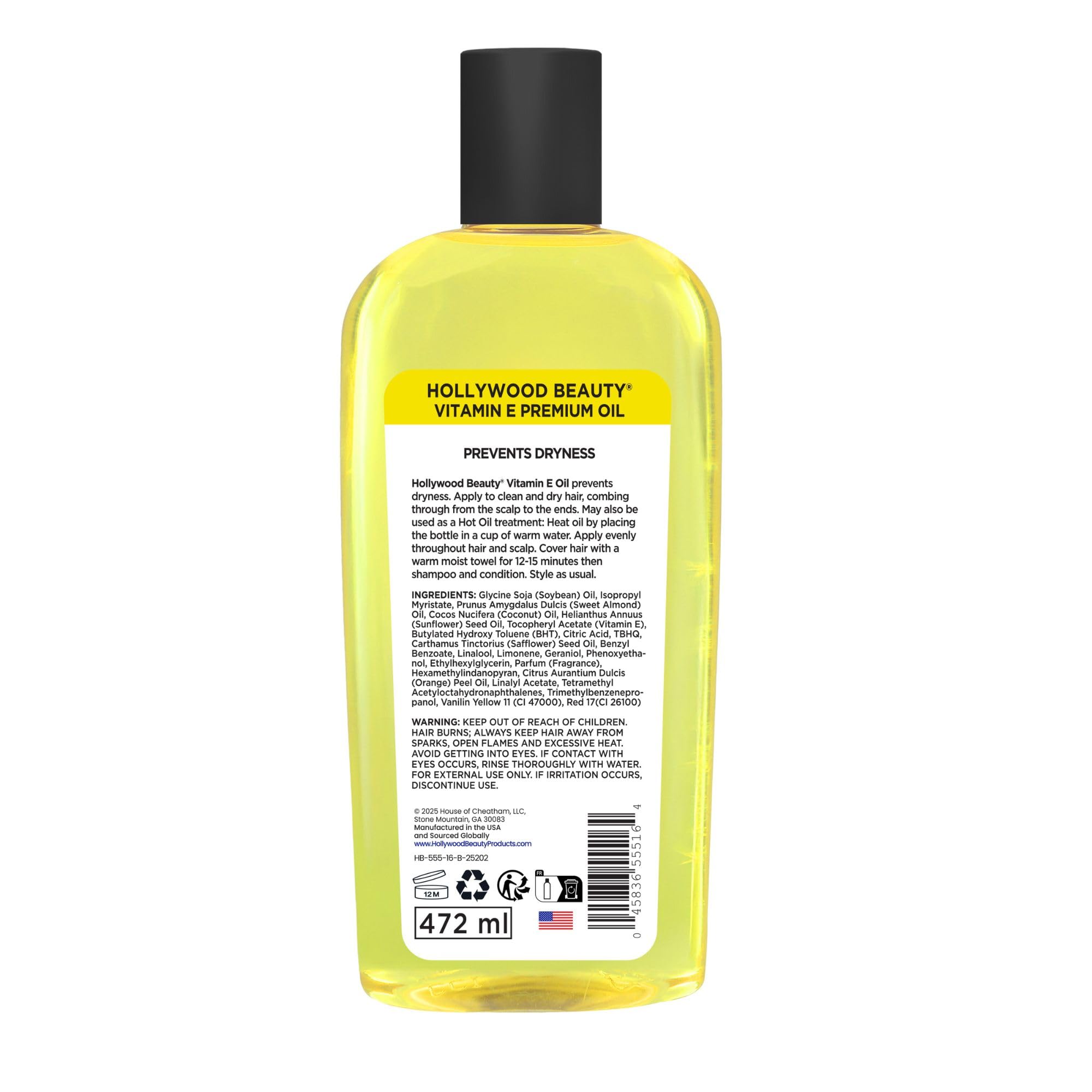 Hollywood Beauty Huile vitamine E – pipette pour dosage précis.