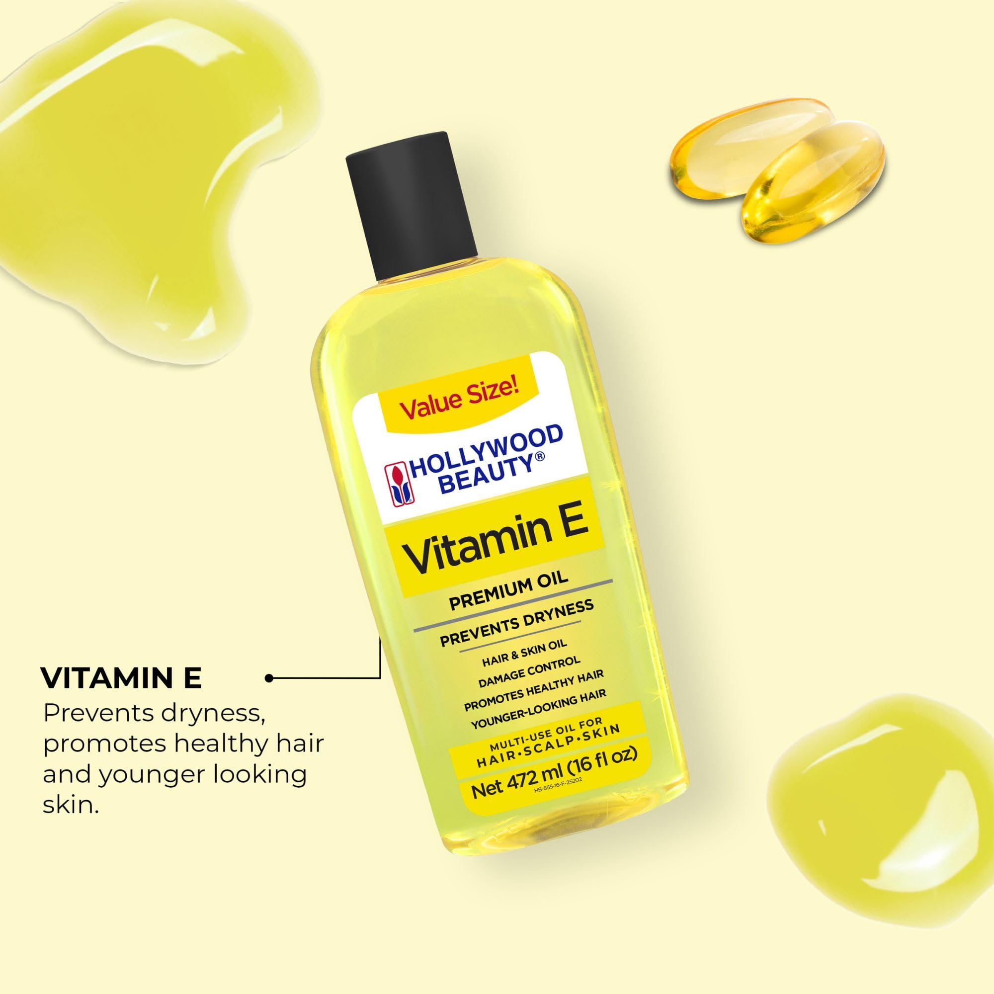 Hollywood Beauty Huile vitamine E – soin peau doux.