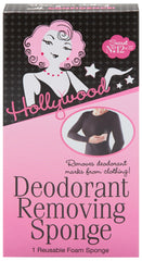 Éponge Hollywood Fashion Secrets éliminant les taches de déodorant sur textile.