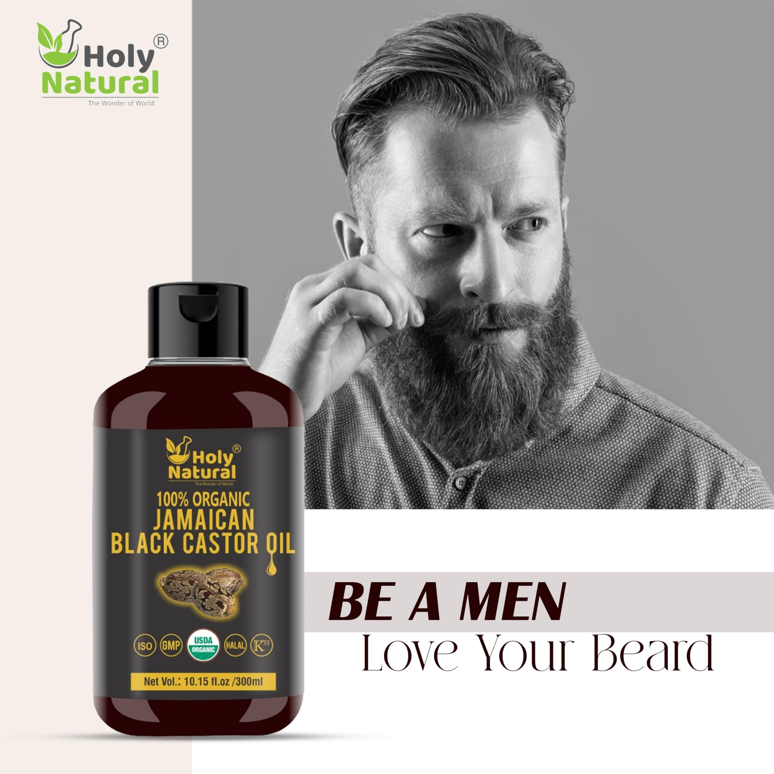 Soin du cuir chevelu avec Holy Natural huile ricin noire pour cheveux plus forts.