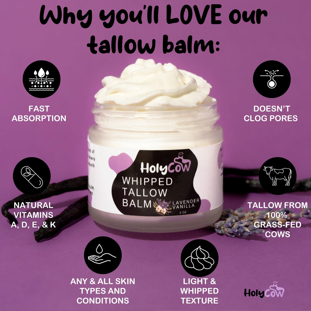 HolyCow baume polyvalent — utilisations visage corps et lèvres avec hydratation durable.