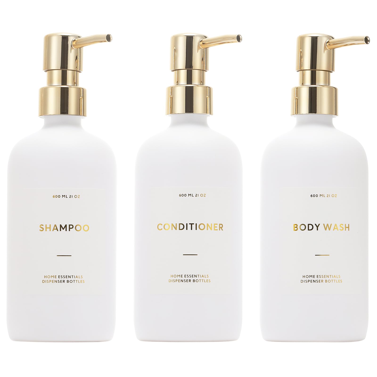 Shampoing HOMCDALY 600 ml blanc et or, pratique et élégant pour la douche.