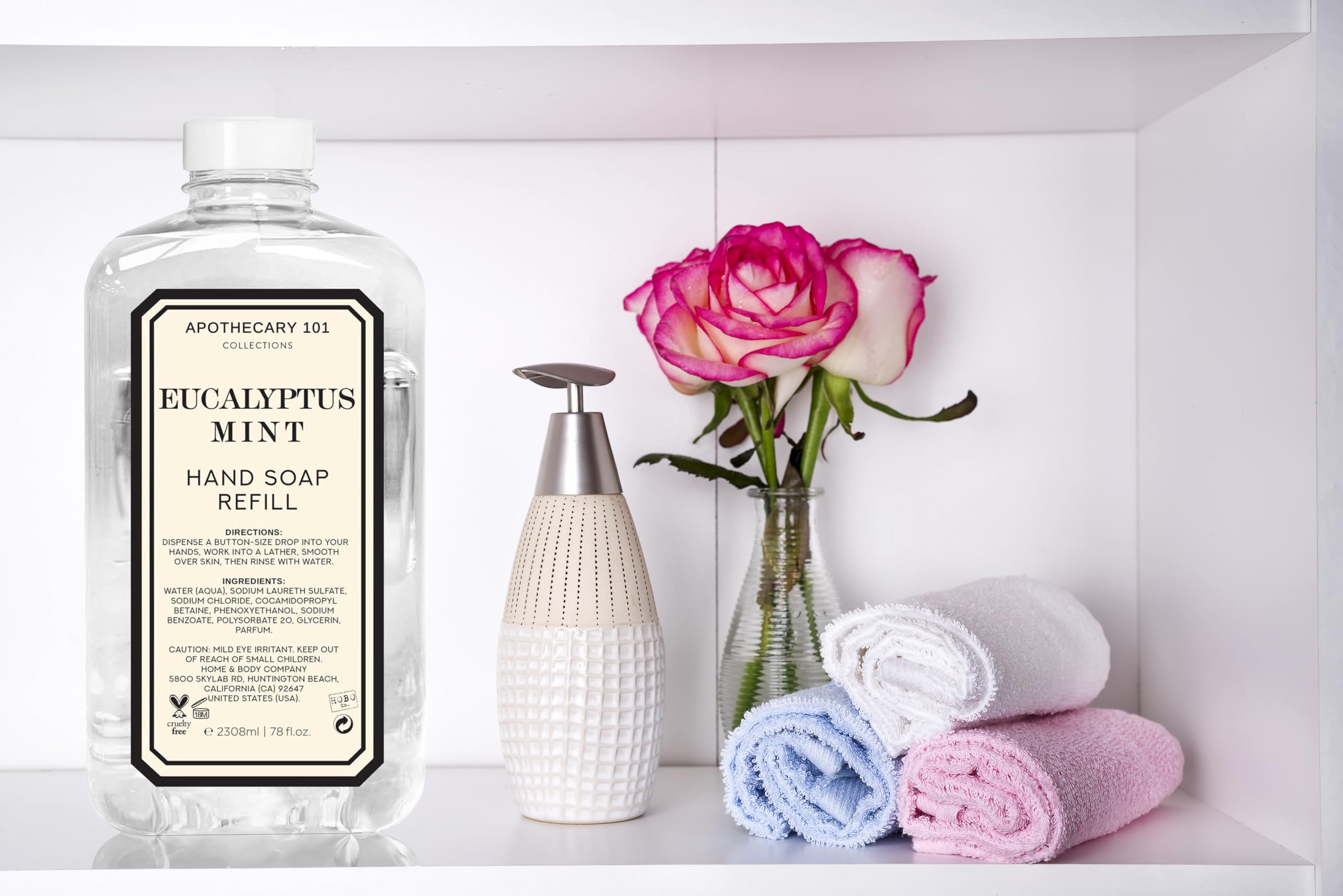 Recharge savon mains Home & Body Company Apothecary 101, pack double senteurs, économie et réduction des déchets.