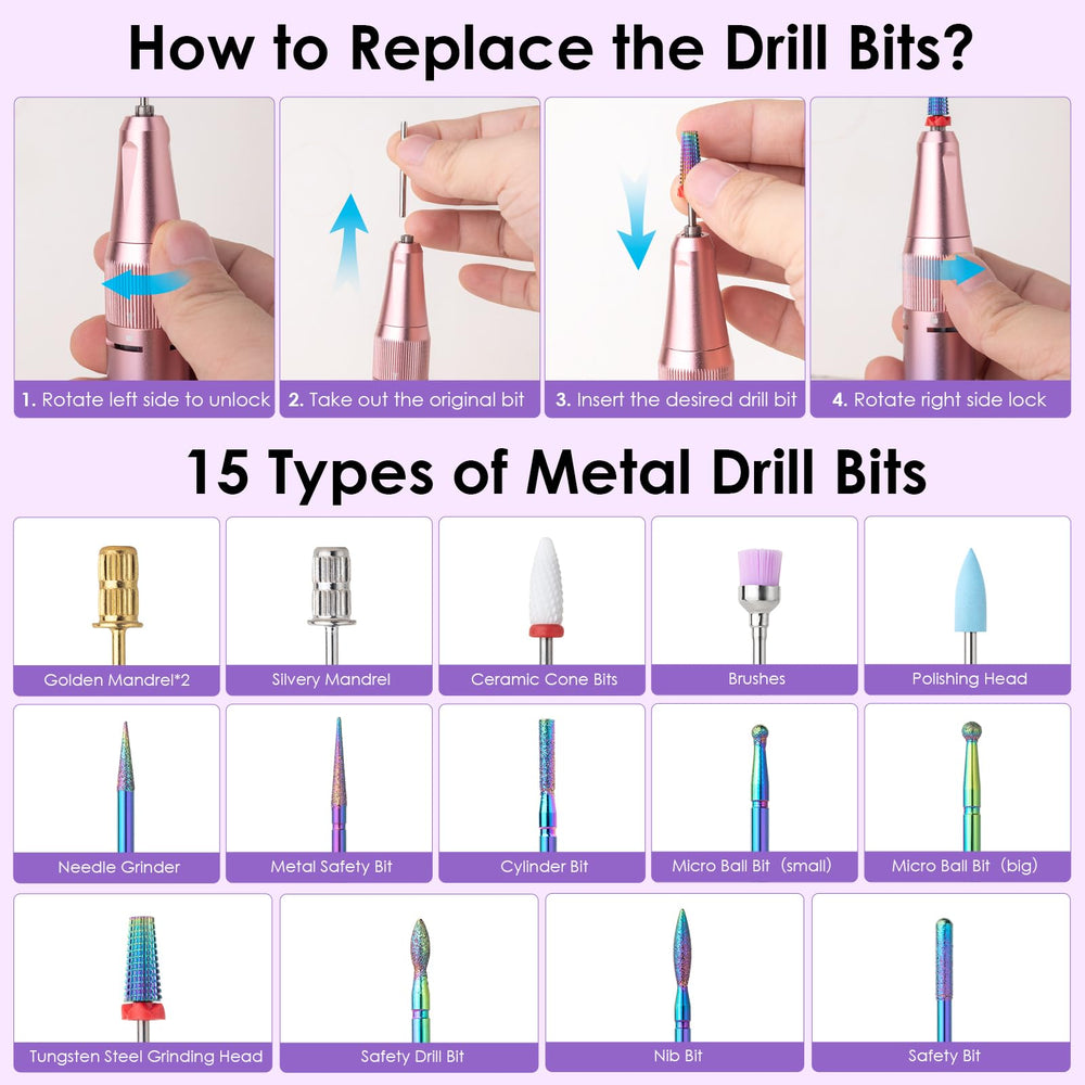HOMEASY embouts meulage ongles 15 pour différentes formes