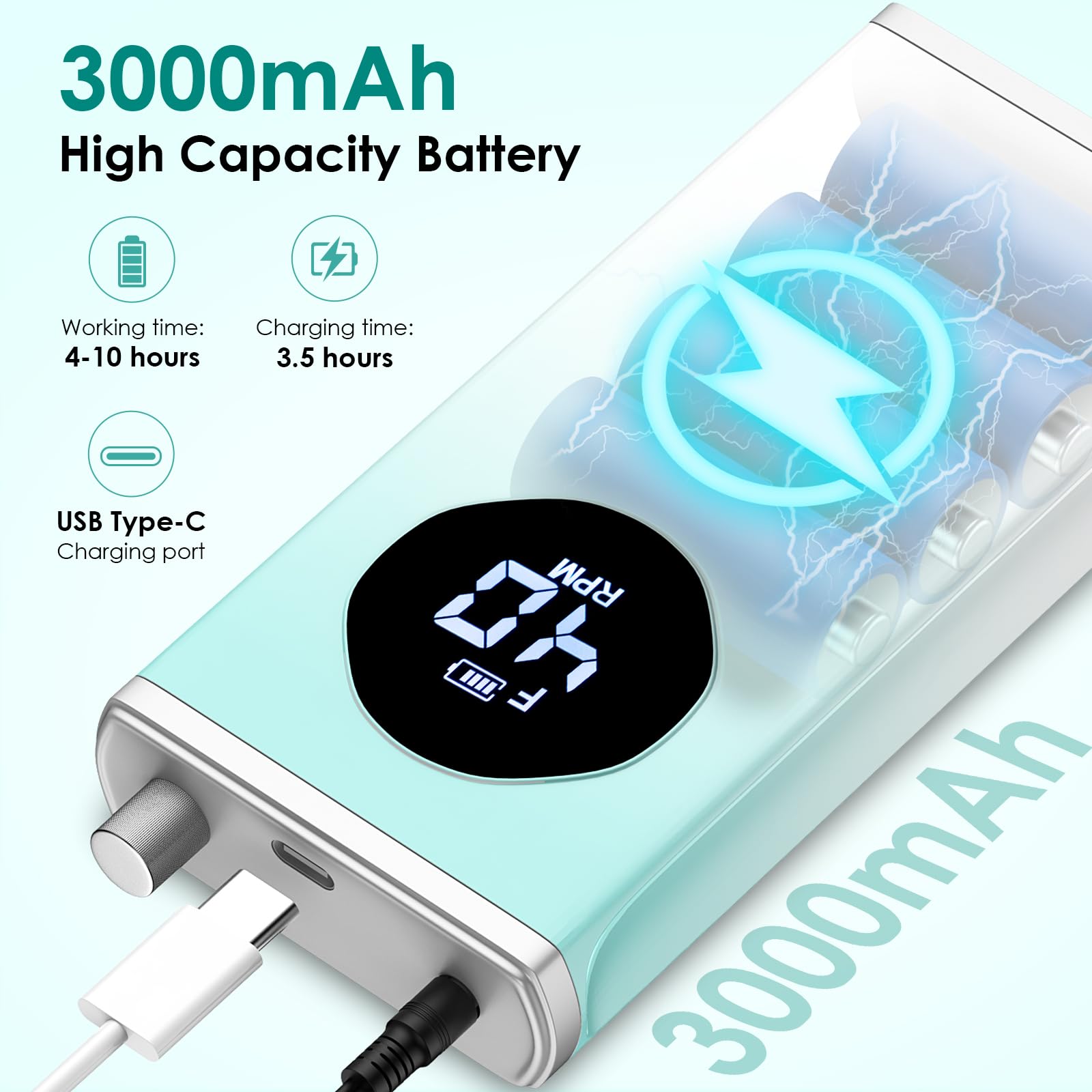 HOMEASY outil de manucure portable, deux batteries rechargeables pour longues sessions.