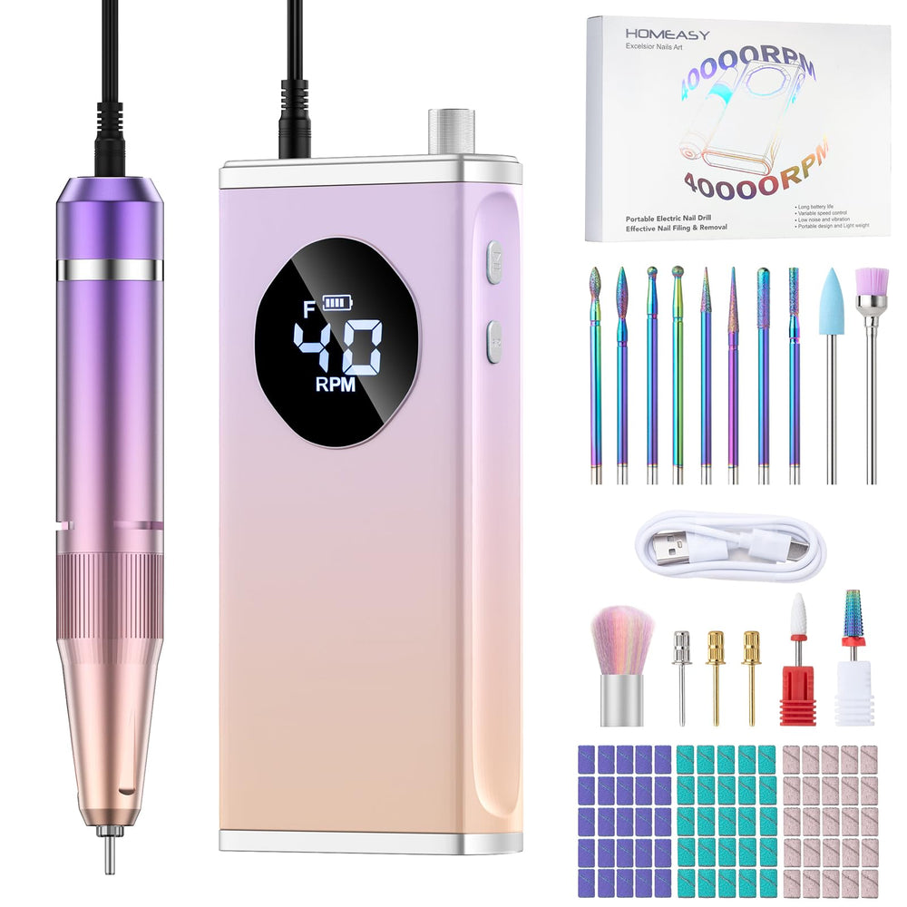 HOMEASY perceuse ongles électrique 40000rpm précision rapide pour gel et acrylique