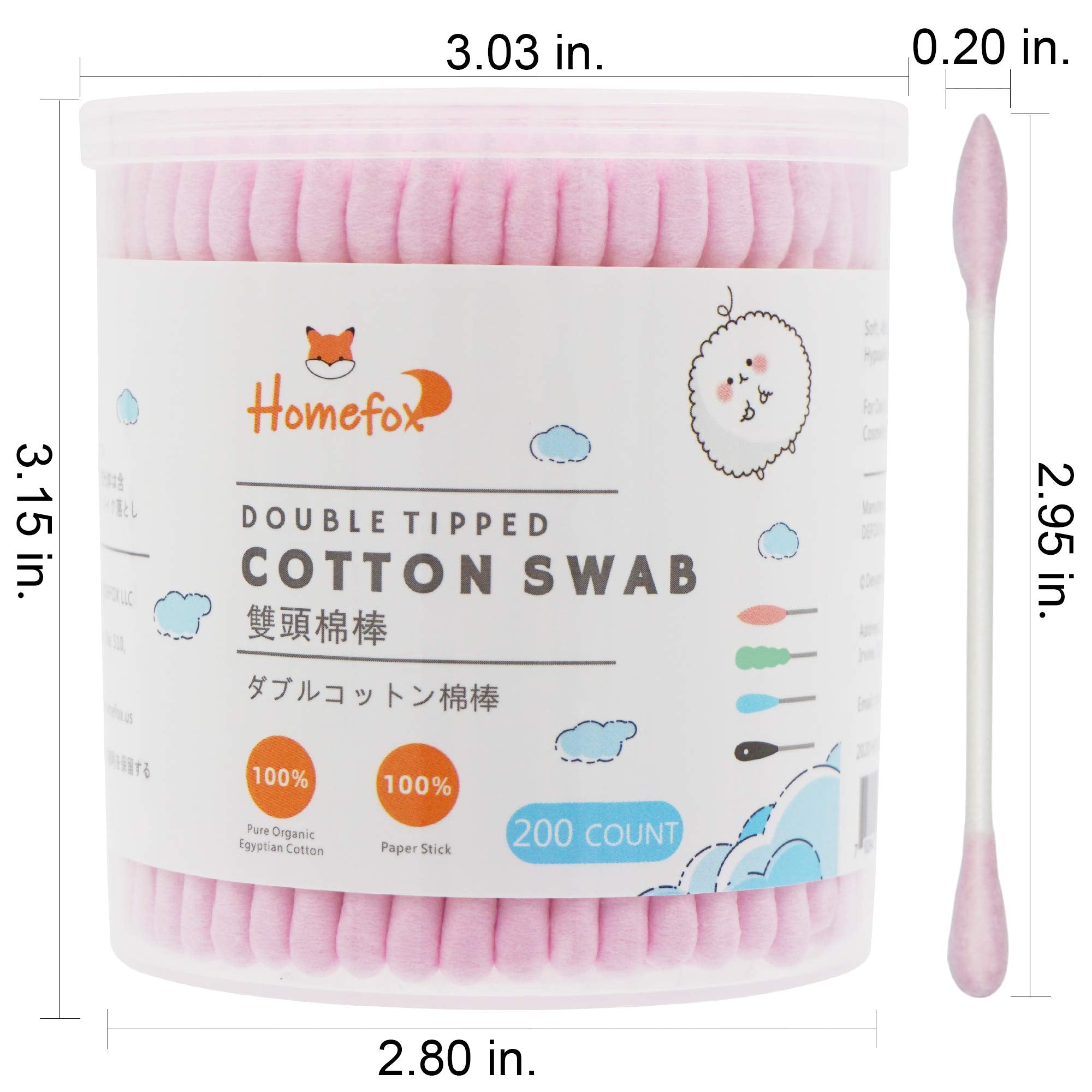 HOMEFOX coton-tige rose avec pointe pointue pour zones difficiles d'accès.