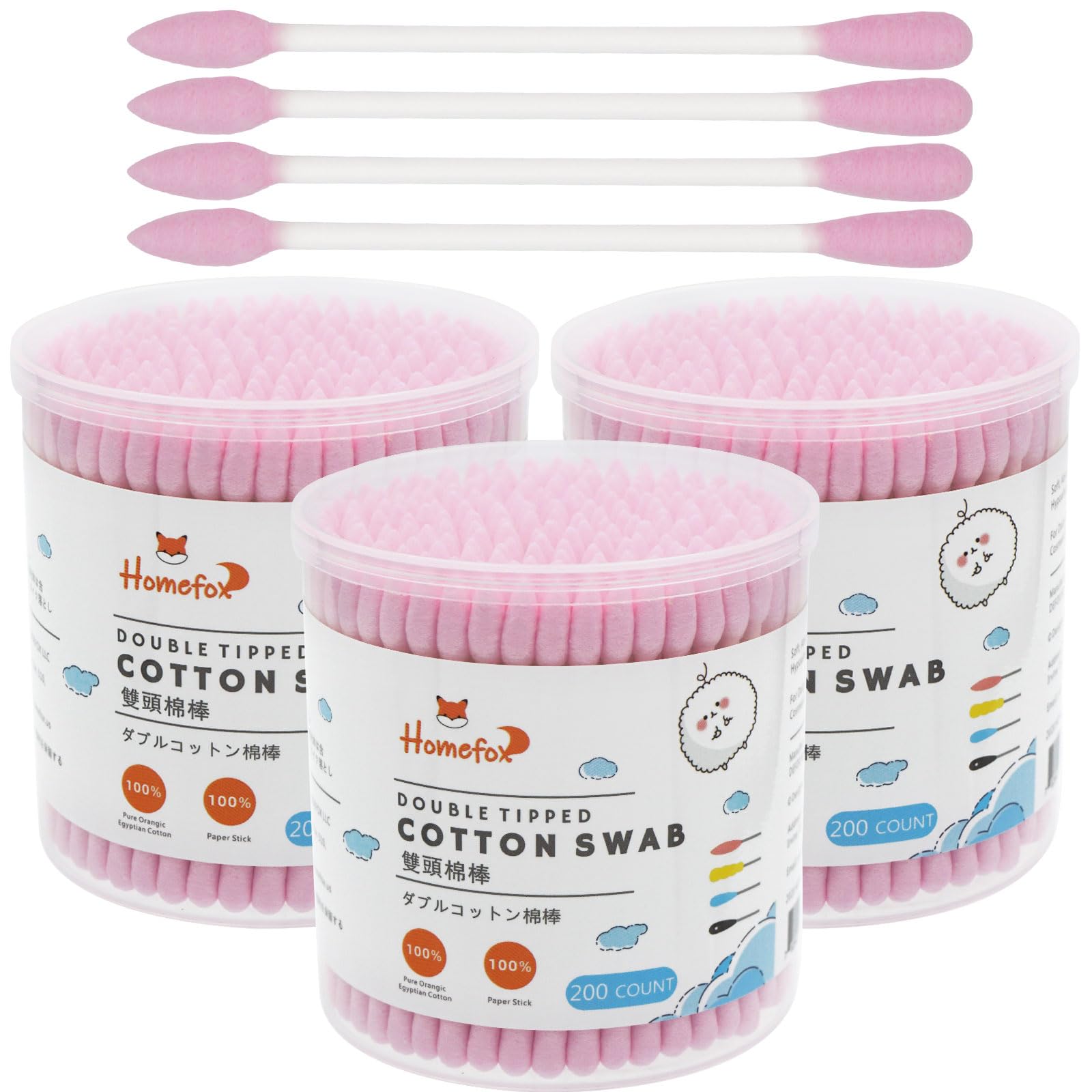 HOMEFOX coton-tige précision rose pour nettoyage précis et délicat.
