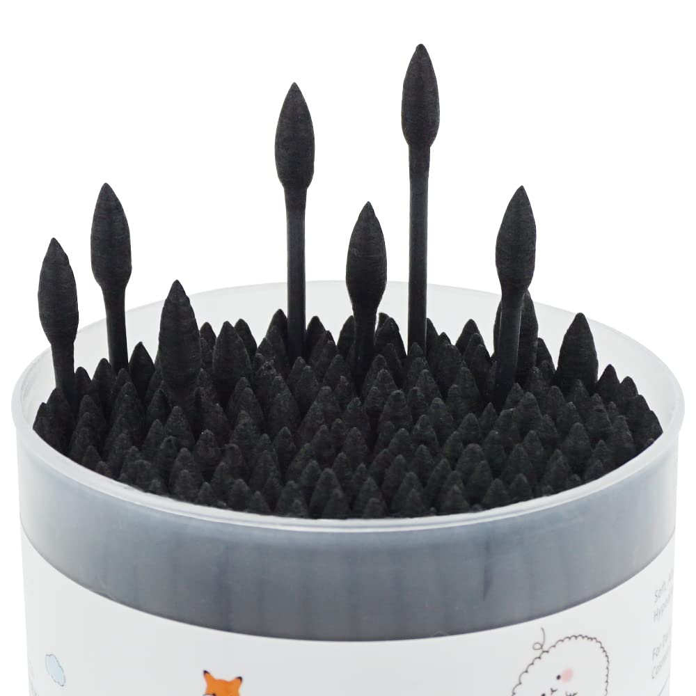 HOMEFOX coton-tiges charbon actif extrémité pointue pour nettoyage ciblé.