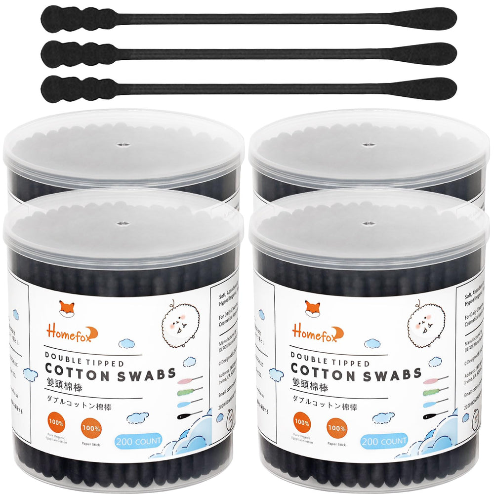 HOMEFOX coton-tiges noirs spiral: tête spiral douce pour un usage quotidien.