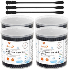 HOMEFOX coton-tiges noirs spiral: tête spiral douce pour un usage quotidien.