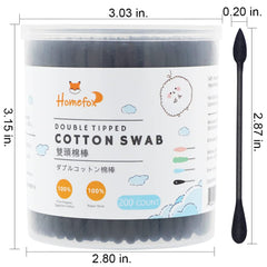 HOMEFOX coton-tiges pointes arrondies noires pour usage quotidien en douceur.