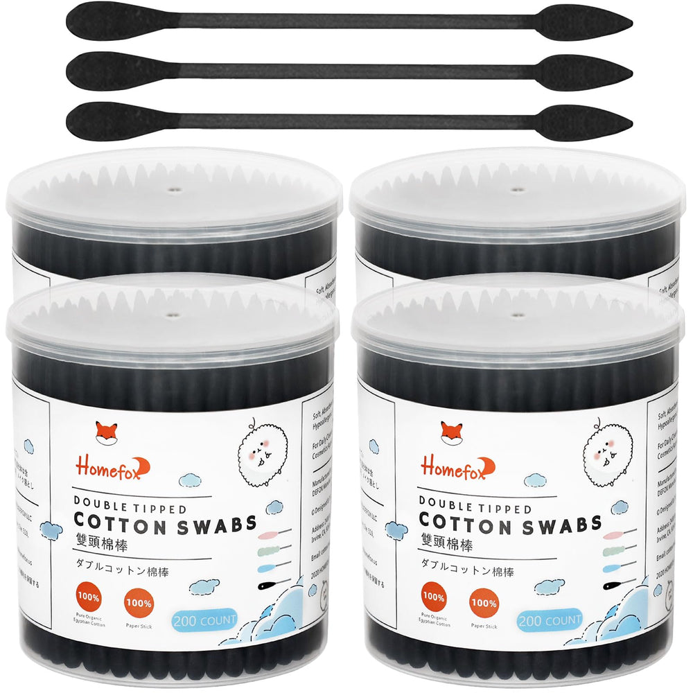 HOMEFOX coton-tiges pointu-charbon-noir pour précision parfaite en maquillage.