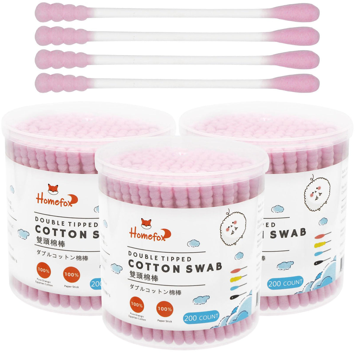 HOMEFOX cotons-tiges spiral roses – ensemble pratique pour le soin quotidien.