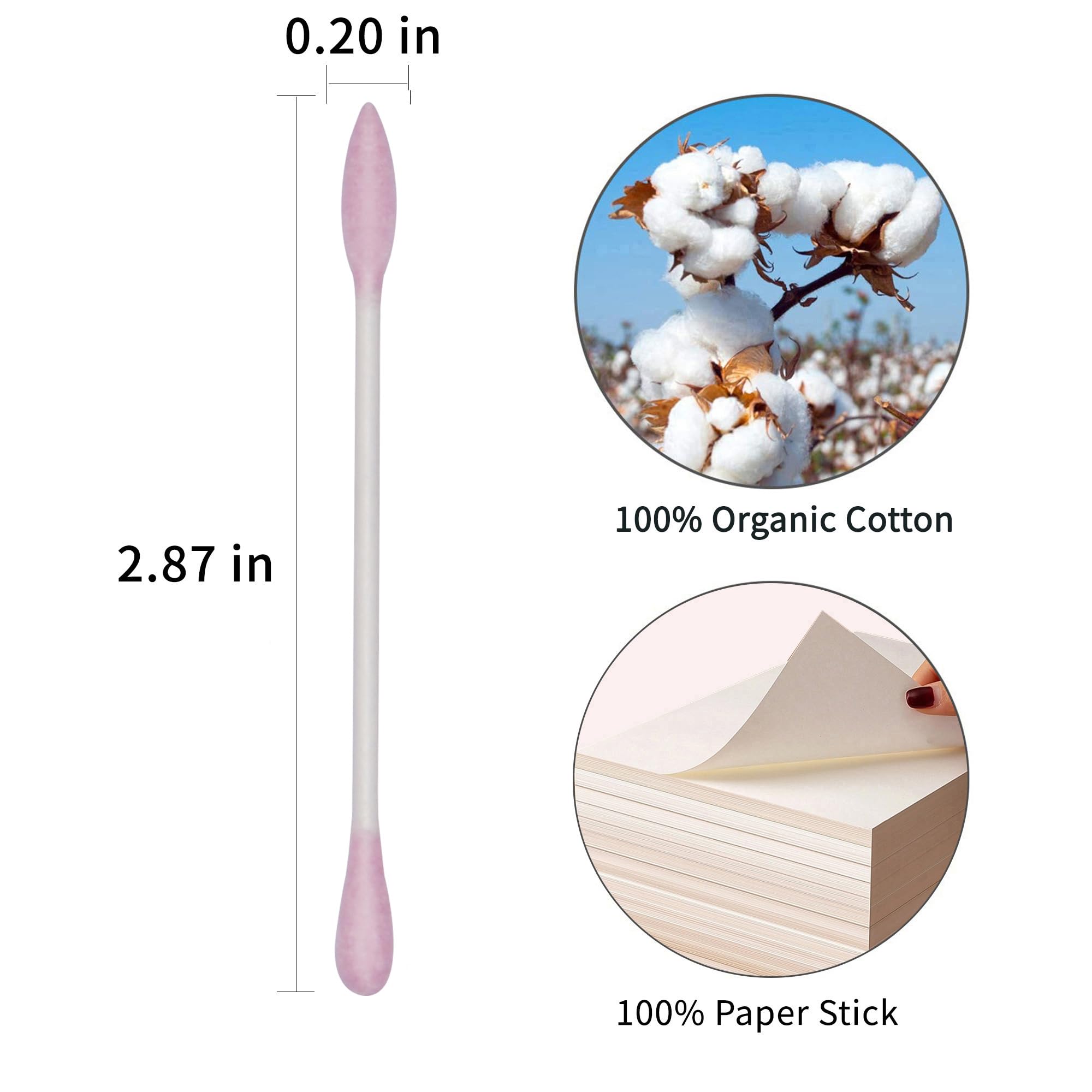 HOMEFOX coton-tige rose sans peluches, idéal pour le maquillage.