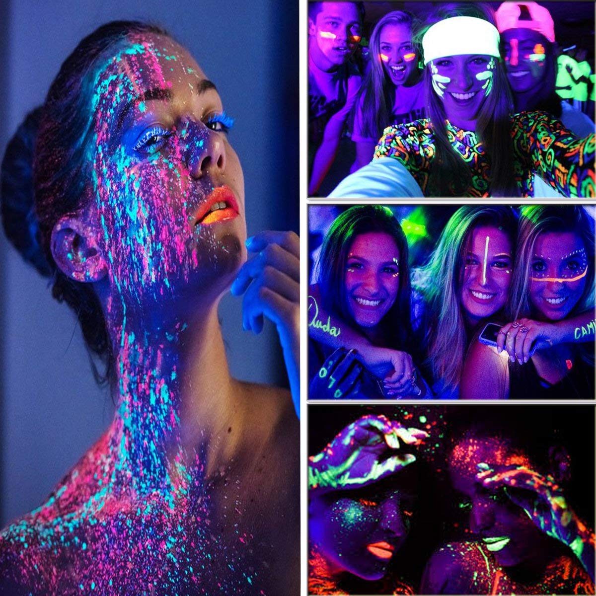 HomeHere peinture visage néon jaune—accentue les traits et se voit en plein jour et UV.
