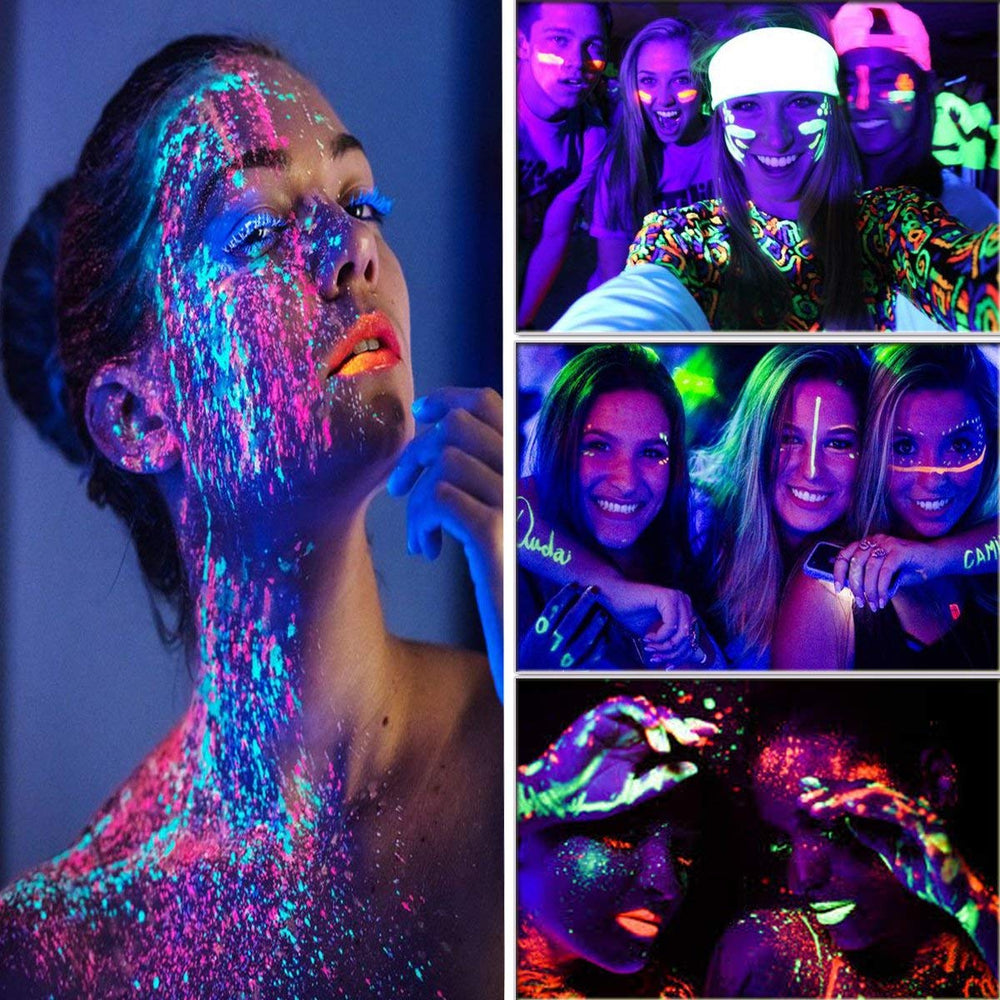 HomeHere peinture visage néon jaune—accentue les traits et se voit en plein jour et UV.