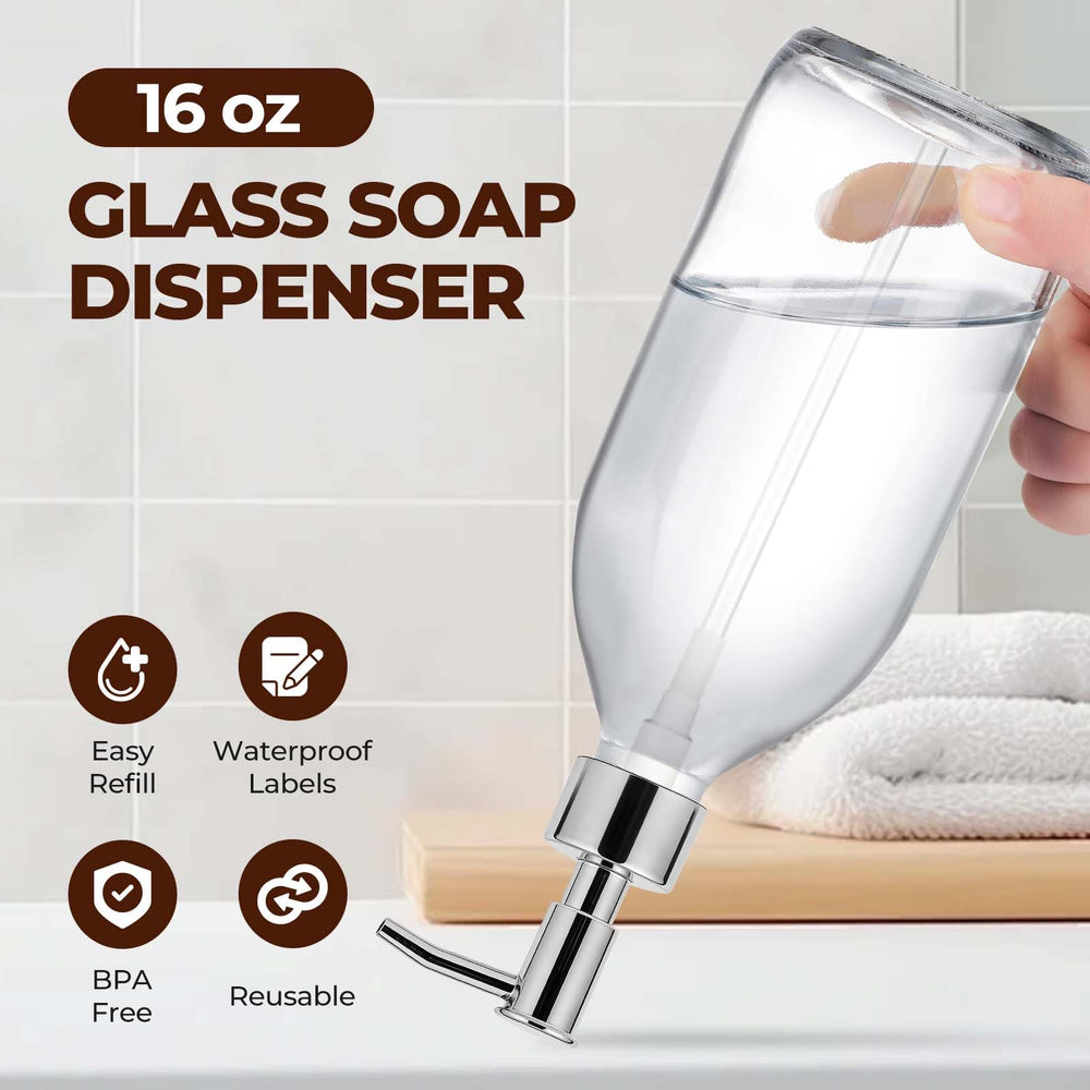 HomePicker bouteille verre clair avec étiquettes pour différencier les liquides