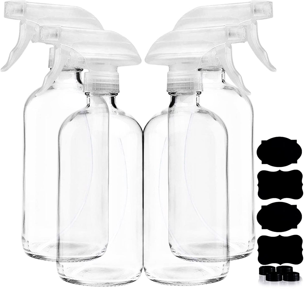 Bouteille spray en verre clair Homeries de 473 ml, idéale pour les solutions nettoyantes.