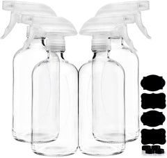Bouteille spray en verre clair Homeries de 473 ml, idéale pour les solutions nettoyantes.