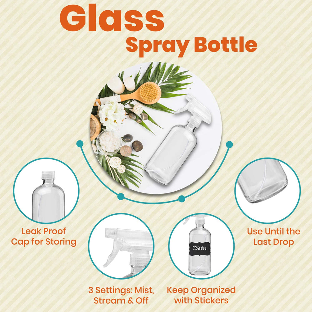 Bouteille Homeries en verre clair avec étiquettes incluses pour personnaliser vos mélanges.