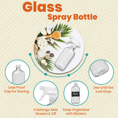 Bouteille Homeries en verre clair avec étiquettes incluses pour personnaliser vos mélanges.