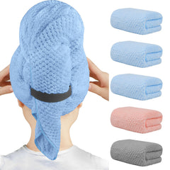 HOMEXCEL serviette cheveux microfibre bleu 40x20, absorption rapide.