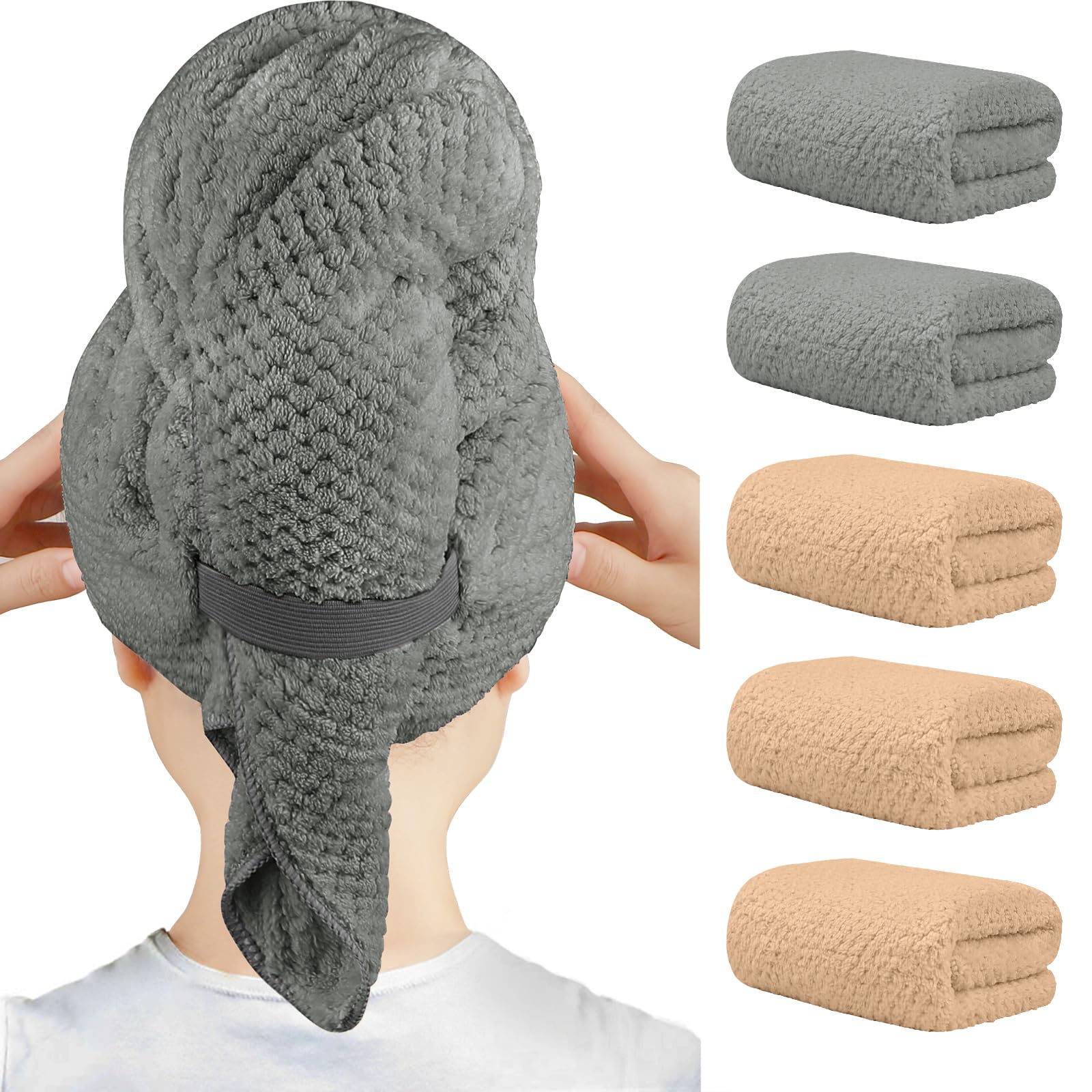 HOMEXCEL serviette microfibre 40x20 grand-format, absorption rapide pour tous types de cheveux