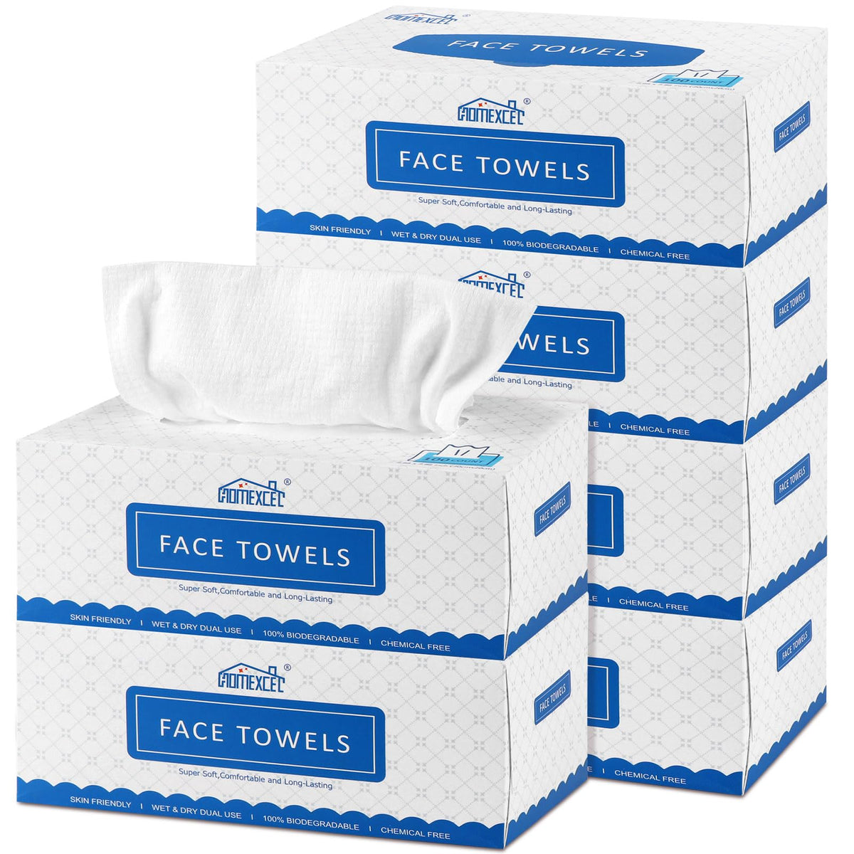 HOMEXCEL serviettes visage douces jetables pour démaquillage quotidien
