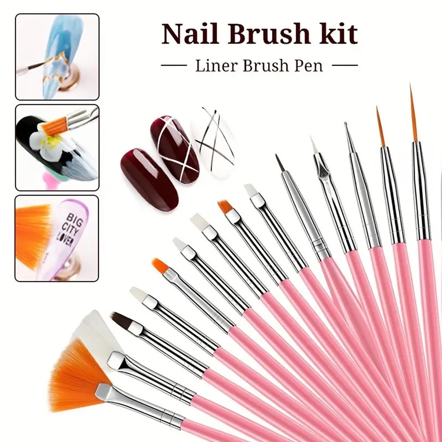 HomTop pinceaux pour ongles, modèles variés pour différentes techniques.