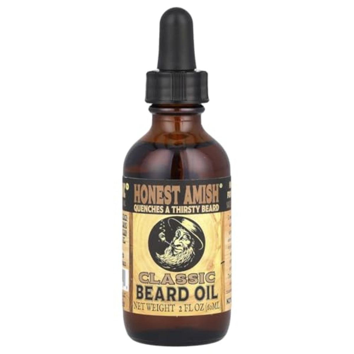 Huile Honest Amish Classic pour barbe, bouteille prête à l’emploi.