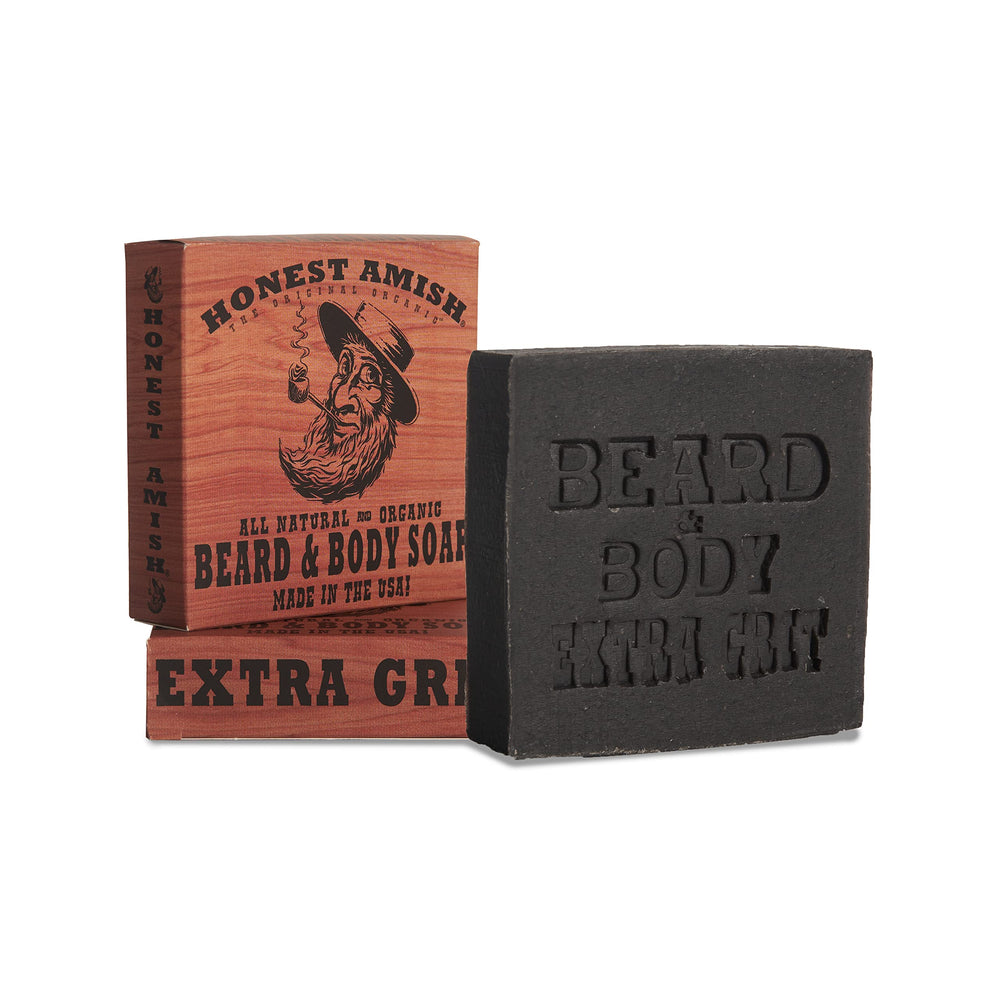 Honest Amish savon barbe et corps grains fin, massage efficace.
