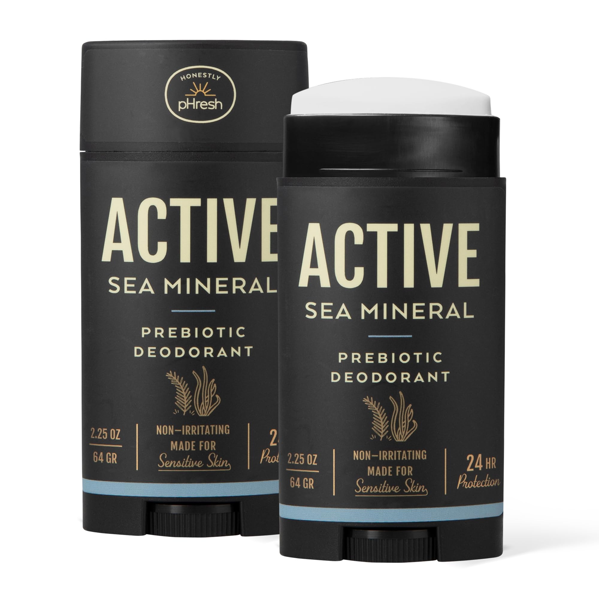 Honestly pHresh déodorant pour homme — bouteille minéral marin actif, protection longue durée.
