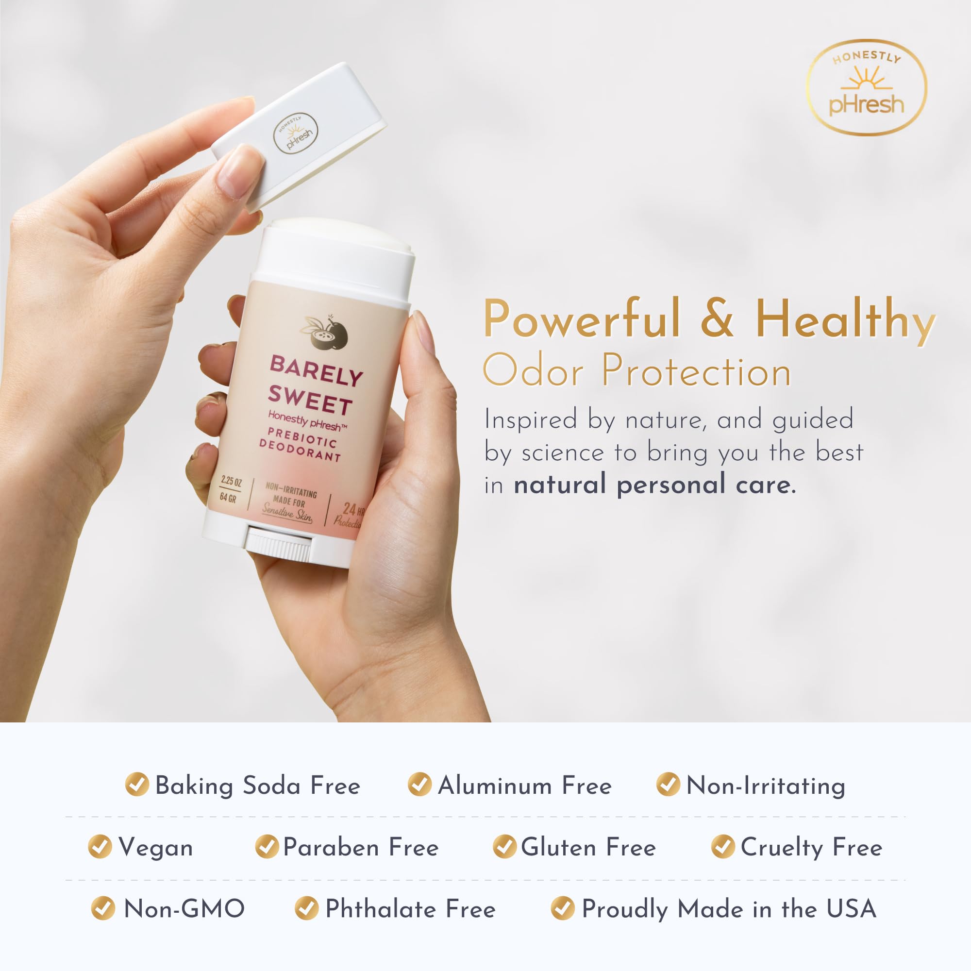 Honestly pHresh – formule vegan sans aluminium et sans bicarbonate.