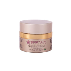 Honey Girl Organics Crème Nuit Extra Sensible en pot, hydratation nocturne apaisante.