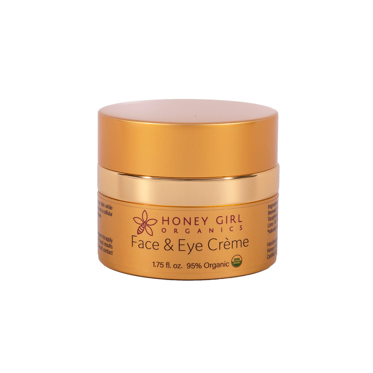 Honey Girl Organics crème-visage-oeil bouteille: hydratation durable.