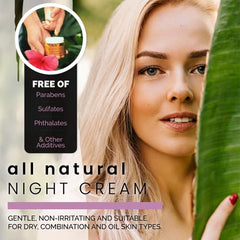 Honey Girl Organics Night Creme pot ouvert montre texture riche et nourrissante.
