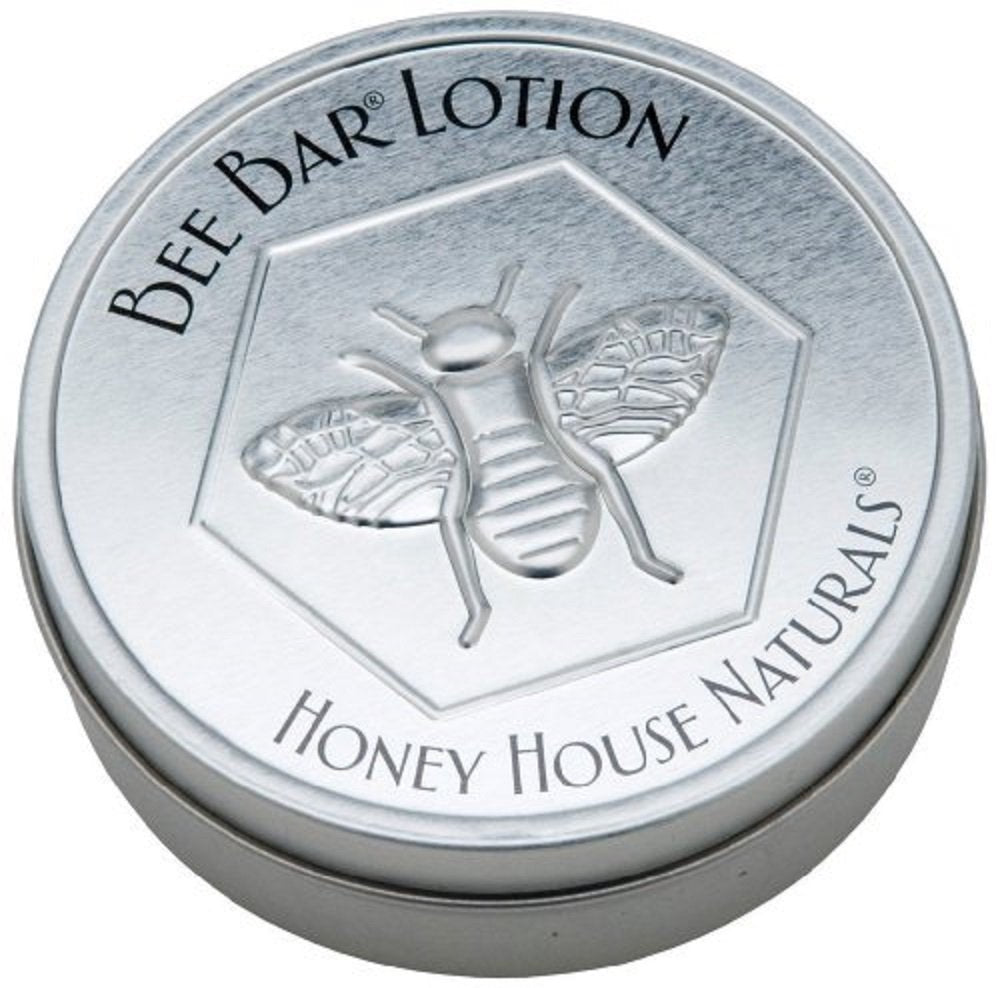 Barre-cire abeille Honey House Naturals dans boîte argentée embossée, hydratation durable.
