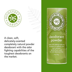 Ingrédients naturels du Déodorant Poudre Honeybee Gardens: bicarbonate de soude, amidon de maïs et fécule d’arrow-root.