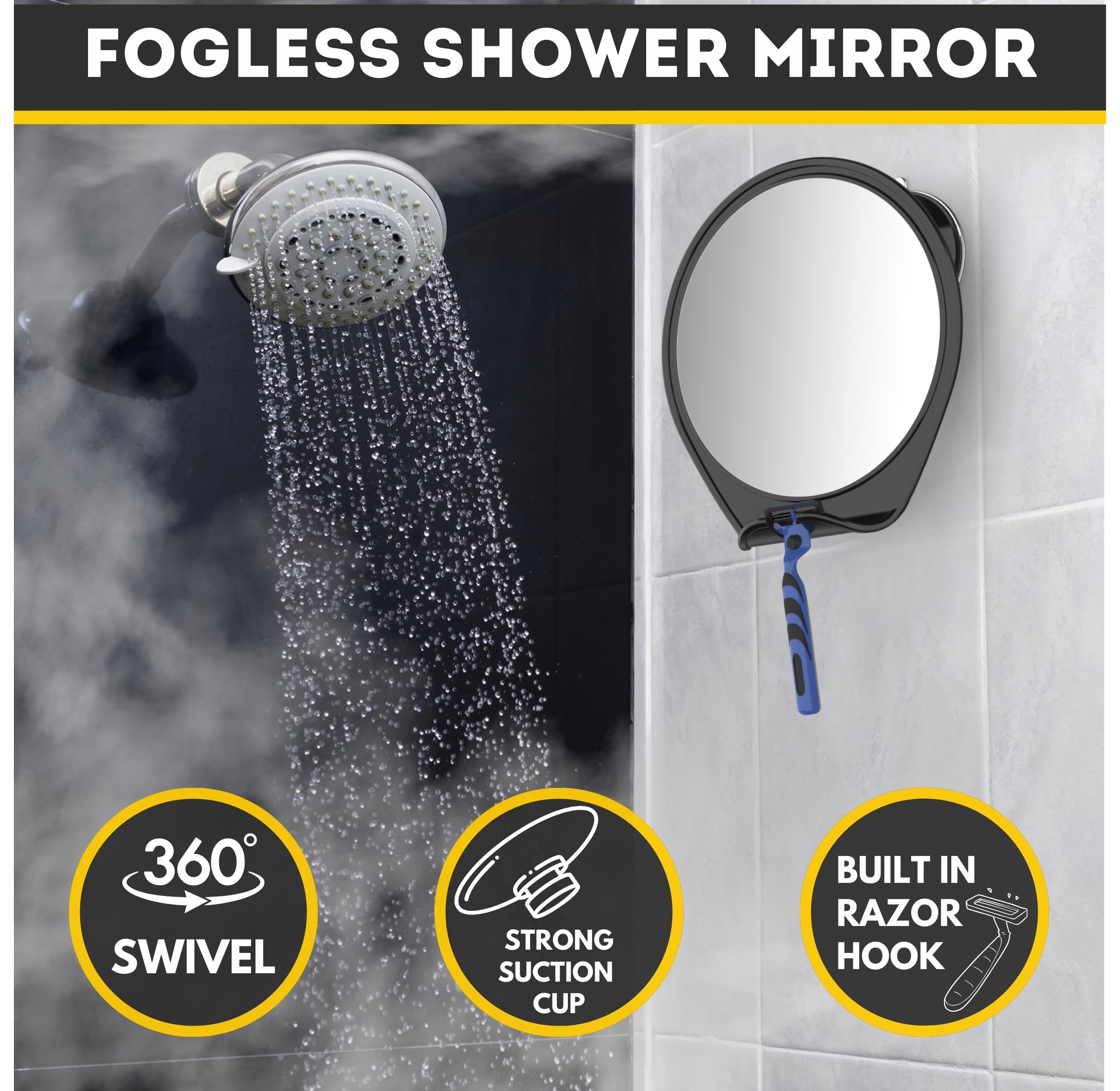 HoneyBULL miroir-douche acrylique incassable durable dans l’humidité.