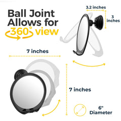 HoneyBULL miroir-douche rotation ajustable pour vue sous tous les angles.