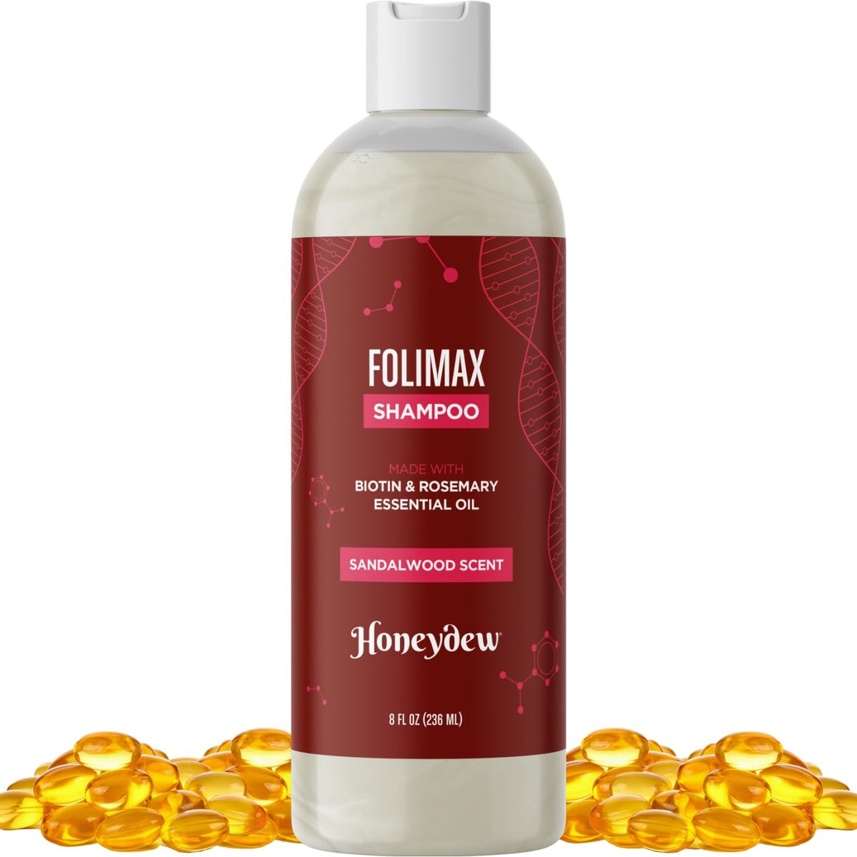 Honeydew Folimax Biotin Shampoo, bouteille élégante, apporte du volume aux cheveux fins.