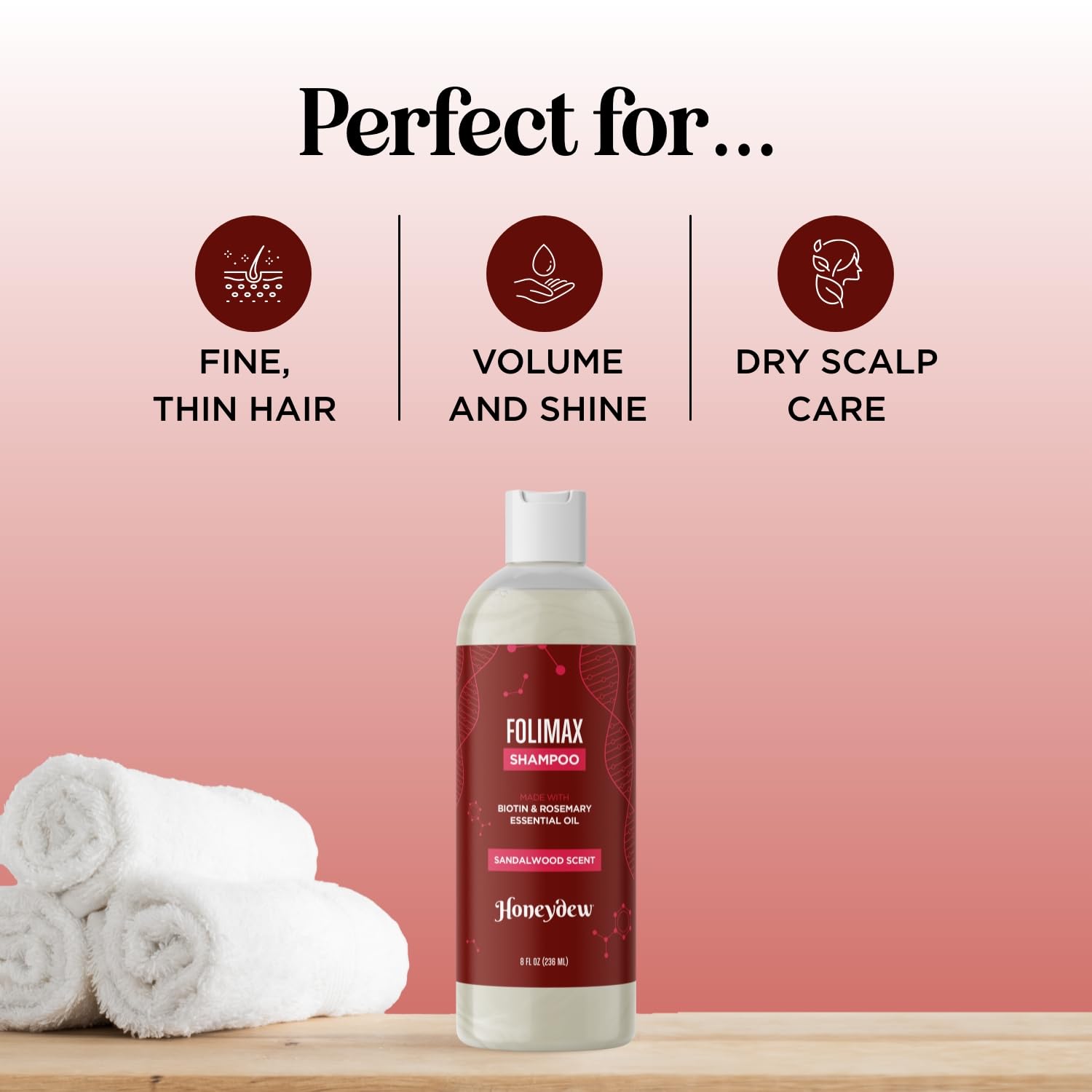 Shampoing Folimax Biotin – huiles essentielles, soin nourrissant pour cheveux ternes.