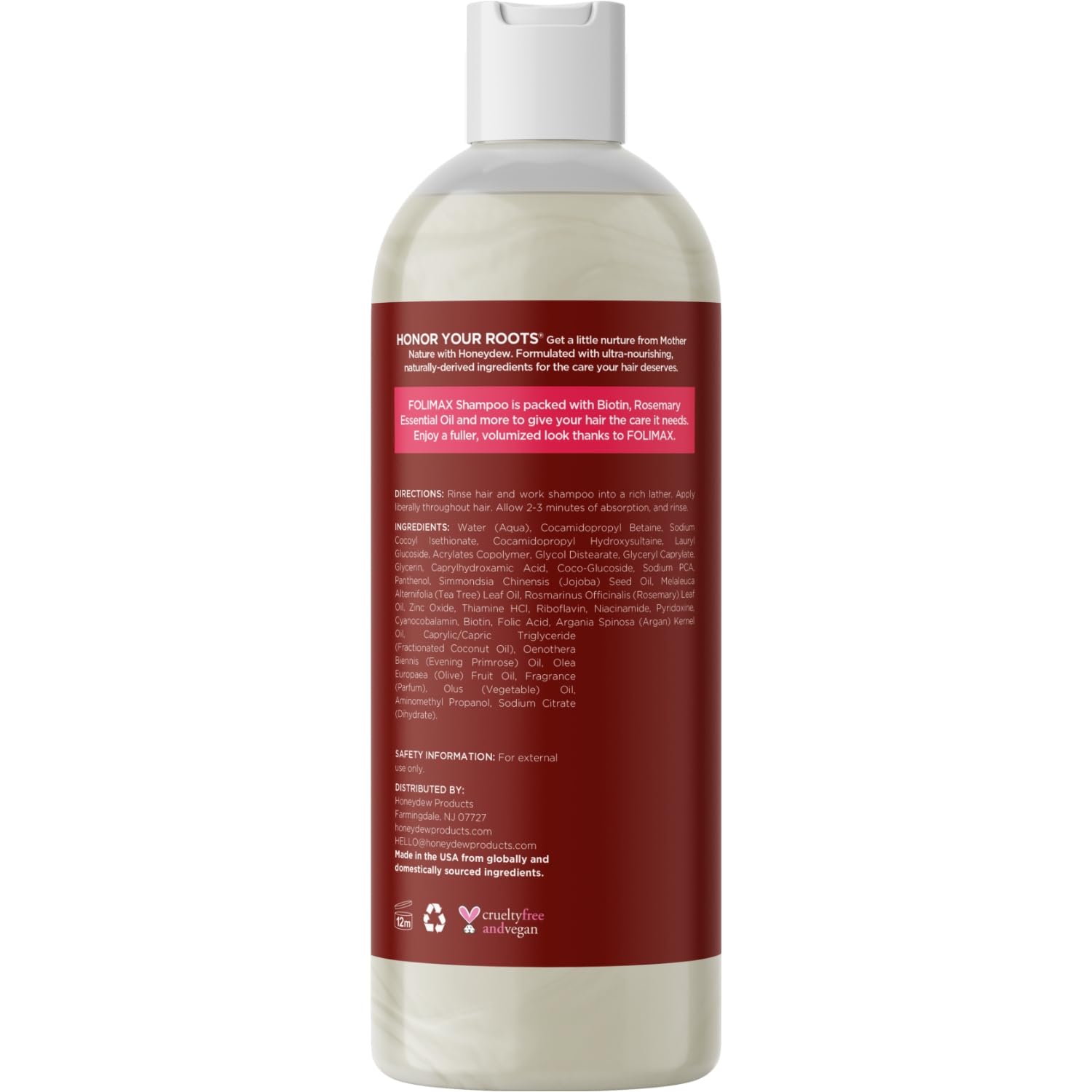 Shampoing Folimax Biotin – ingrédients naturels, hydratation et brillance.