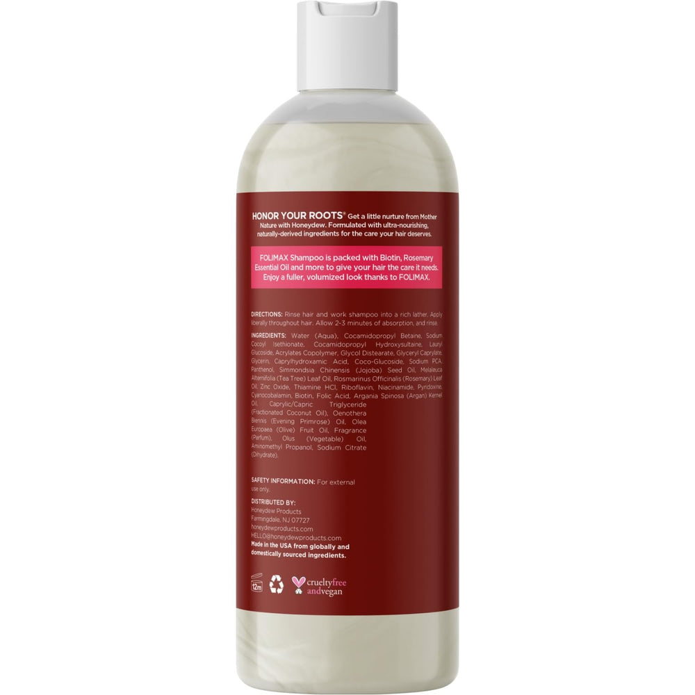 Shampoing Folimax Biotin – ingrédients naturels, hydratation et brillance.